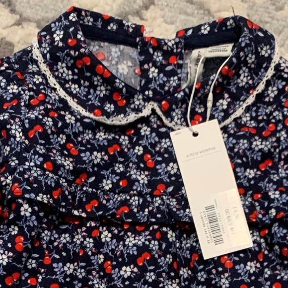 Janie and Jack 6-12m Navy Romper - Picture 2 of 2